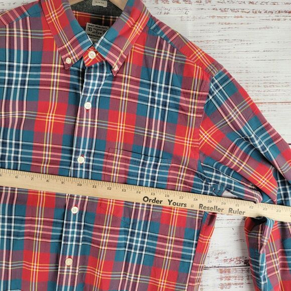 J. Crew Slim Fit Button Down Mens Size S Shirt Cotton Plaid Red Casual - Picture 4 of 8